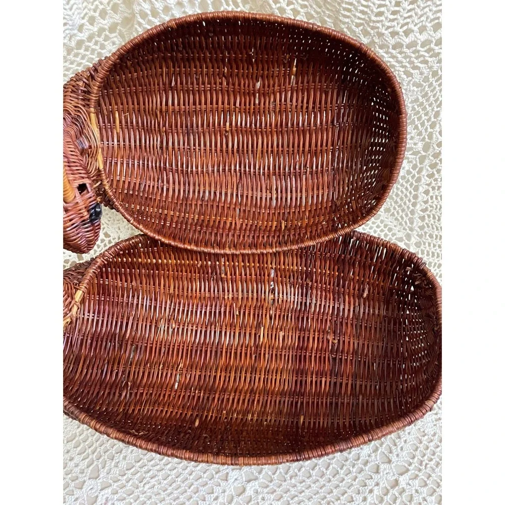Wicker Deer Reindeer Basket Set Home Decor Brown Vintage FLAWS